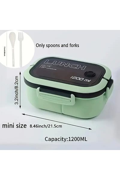 hediyeofisi 2-Tier Portable Diet Food Container - Lunch Box, Storage Container, Travel Box with Fork Spoon