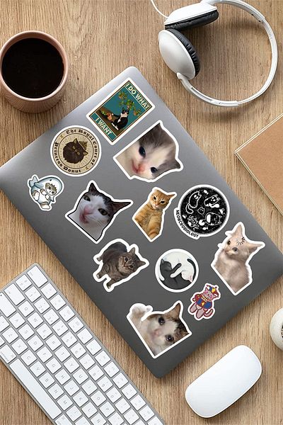 AR Sticker Set de autocolante pentru laptop și tabletă cu tematică Cats de 10 piese