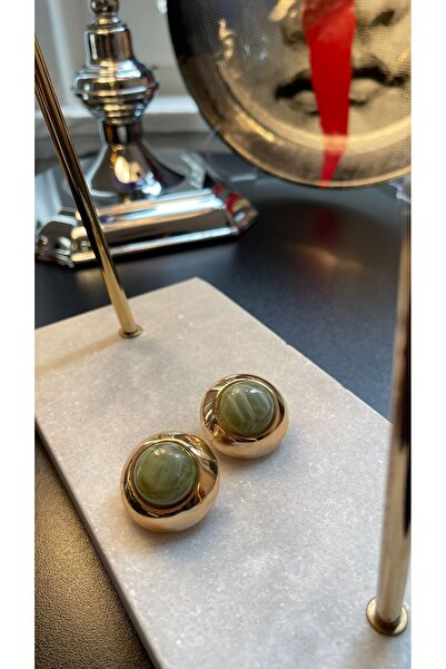 BEEMINE YUVARLAK YEŞİL VİNTAGE KÜPE