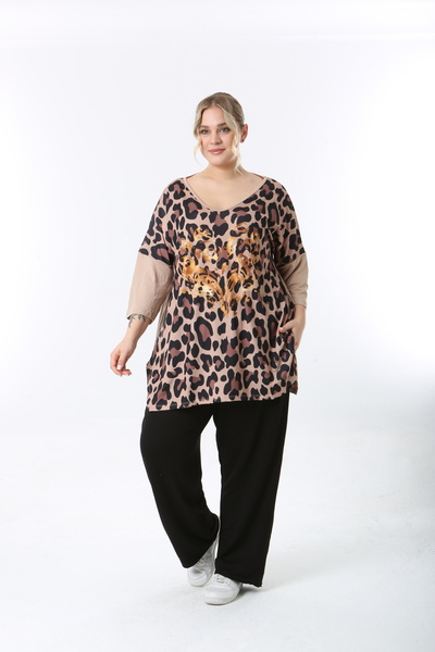 XL Modam Women's Digital Printed Truvacar Sleeve Large Size Tunic