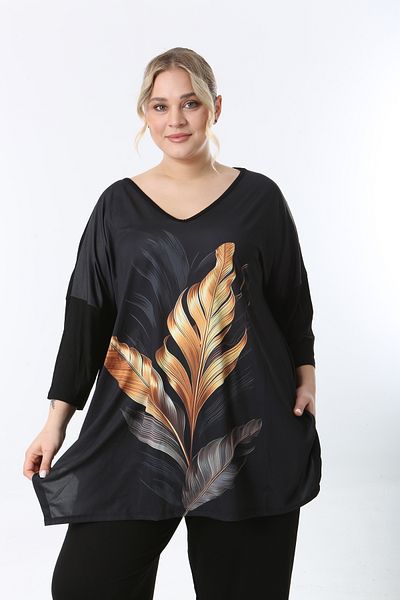XL Modam Women's Digital Printed Truvacar Sleeve Large Size Tunic
