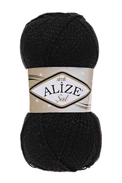 Alize σάλι glitter glitter wrap 5 τμχ πλεξούδα σχοινί μαύρο 60