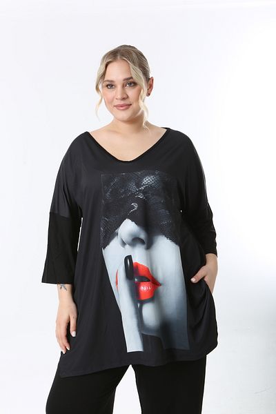 XL Modam Women's Digital Printed Truvacar Sleeve Large Size Tunic