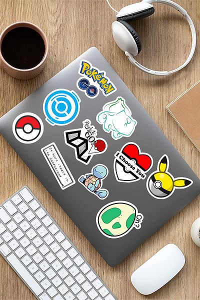 AR Sticker مجموعة من 12 ملصقًا للكمبيوتر المحمول والكمبيوتر المحمول تحت عنوان اللعبة
