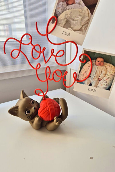 CESTOPİENO I Love You Написаний плетений ниткою тримач для фотографій з котик...