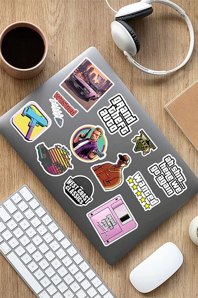 AR Sticker مجموعة ملصقات للكمبيوتر المحمول والكمبيوتر اللوحي تحت عنوان اللعبة مكونة من 7 قطع