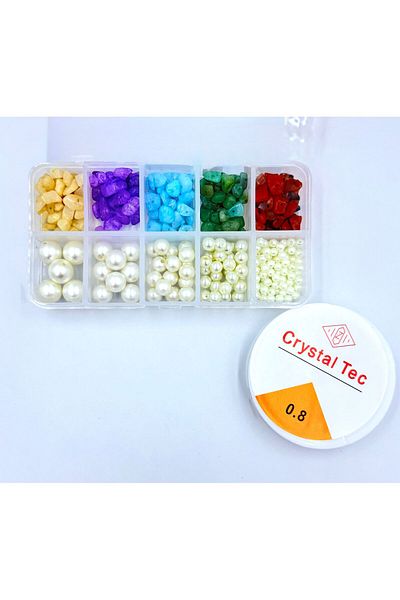 yiğit aksesuar Boxed Pearl Beads Natural Stone Jewelry Making Kit Necklace Bracelet DIY Set
