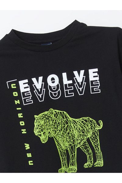LC Waikiki New Season Crew Neck Tiger Printed Boy's T-Shirt - S5Jr45Z4