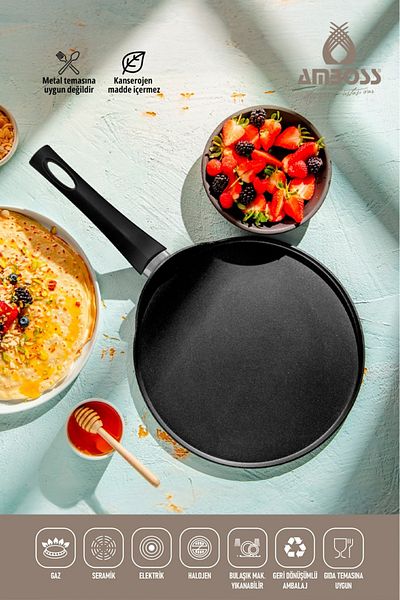 Amboss Mocca Fireproof Non-Stick Cast Titanium Coated 30 cm Crepe Pan