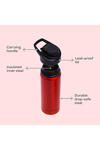 Eazy Kids Stainless Steel Sports Water Bottle - Red, 700ml