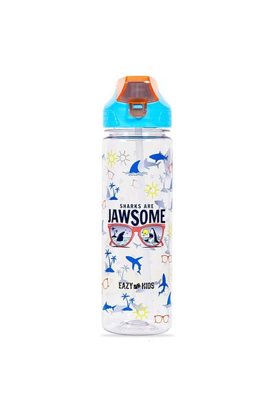 Eazy Kids Jawsome Shark 2 - In - 1 Tritan Water Bottle - Blue (650ml)