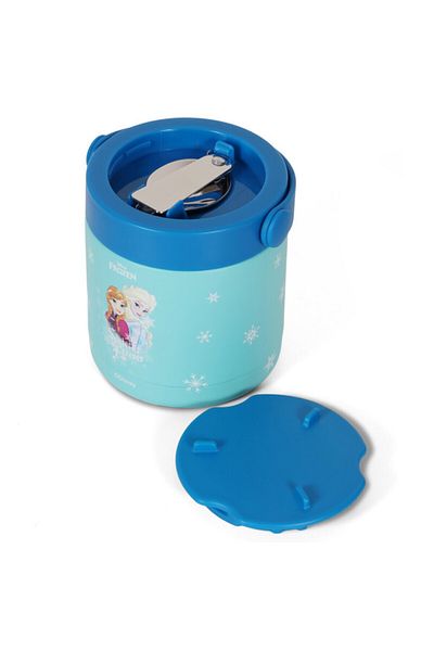 Eazy Kids وعاء طعام معزول من الفولاذ المقاوم للصدأ على شكل أميرة ديزني فروزن إلسا - أزرق (350 مل)