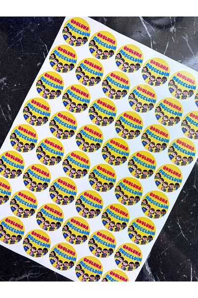 Hayal.kirtasiyesi 48Pcs 3.5cm Welcome to School with Opaque Answers Sticker - Gift for Kids