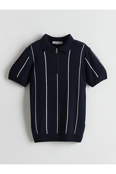 LC Waikiki Navy Blue Polo Neck Boy's Knitwear Sweater