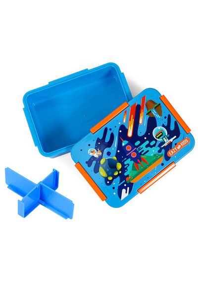 Eazy Kids 1 / 2 / 3 / 4 Compartment Convertible Bento Lunch Box Space - Blue 850ml