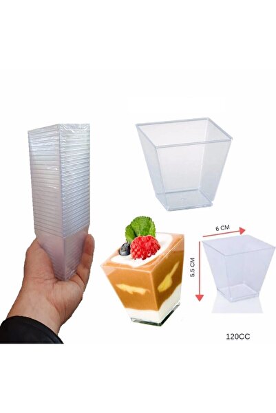 14Süs 14 SÜS Pvc Prizma Mini Mika Plastik Kare Kap Küp Sunum Kase 120 Cc 25 Adet