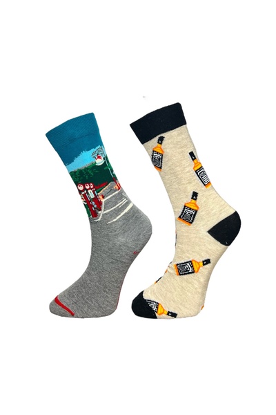 Mevo Pack of 2 Unisex Flexible Moisturizing Cotton Colorful and Patterned Socks