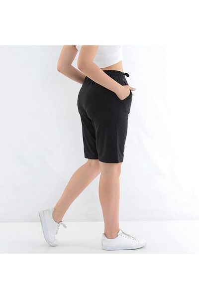 UYN SPORT Anthracite Color Comfortable Fit Summer Soft Fabric Pocket Shorts with Elastic Waist