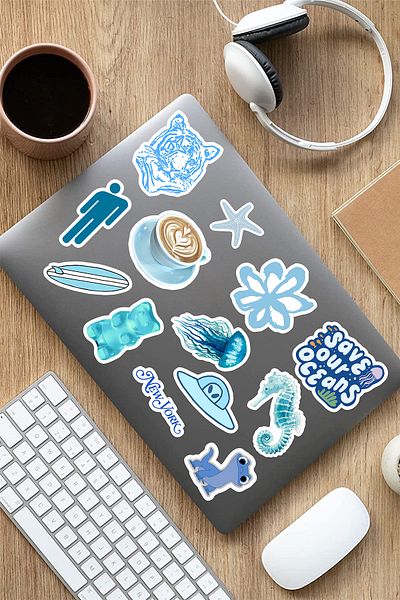 AR Sticker Vsco Blue - Σετ αυτοκόλλητων για φορητό υπολογιστή, φορητό υπολογιστή και tablet 7 τεμαχίων