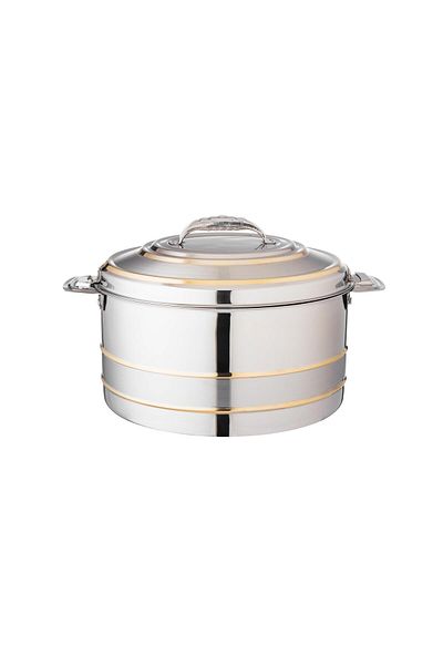 Dania Athena food container, steel and gold,4 liters, made in India