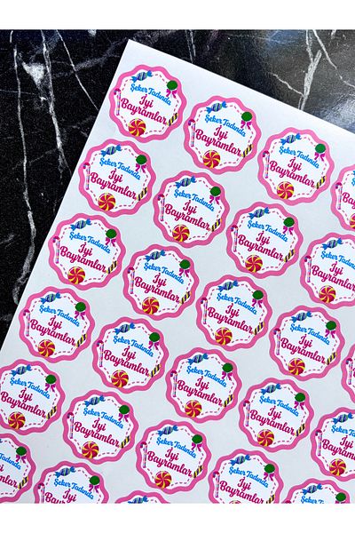 Hayal.kirtasiyesi Happy Holidays Sticker 48Pcs 3.5cm Adhesive Label, Holiday Gift, Holiday Candy Label
