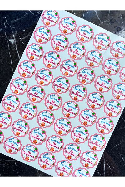 Hayal.kirtasiyesi Happy Holidays Sticker 48Pcs 3.5cm Adhesive Label, Holiday Gift, Holiday Candy Label