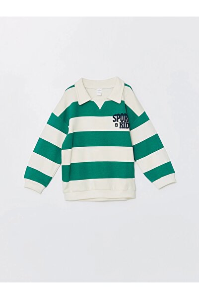 LC Waikiki Lcw Kids Beige Striped Boy's Sweatshirt and Pants 2 Pcs