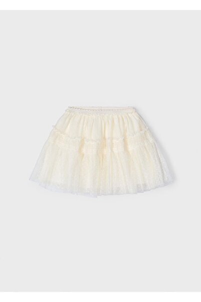 MAYORAL Yazlık Kız Çocuk Tül İşlemeli Etek - Krem