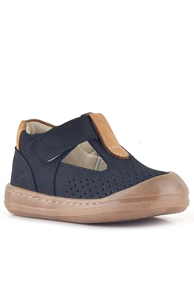Rakerplus Shaun Genuine Leather Black Tan Velcro Anatomical Baby Sandals