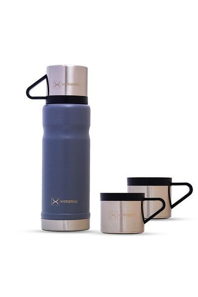 Hydrobrew Insulated 650ml Vacuum Flask w/ 2x 150ml Cup -Grey
