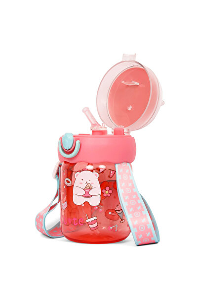 Eazy Kids Water Bottle 580ml wt straw - Rose Red