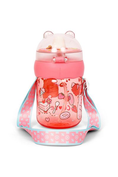 Eazy Kids Water Bottle 580ml wt straw - Rose Red