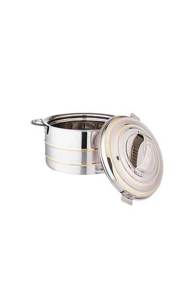 Dania Athena food container, steel and gold, 2 liters, made in India