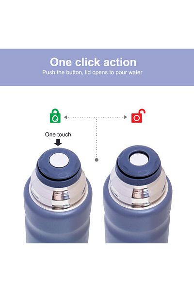 Hydrobrew Insulated 650ml Vacuum Flask w/ 2x 150ml Cup -Grey