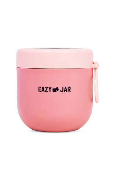Eazy Kids صندوق غداء من الفولاذ مع ملعقة قابلة للطي - وردي