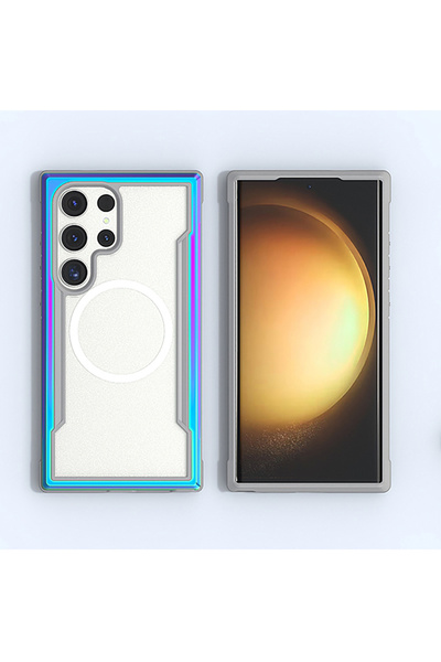 Raptic Samsung Galaxy S24 Ultra Kılıf Magsafe Uyumlu Airbagli Raptic Shield Serisi Şeffaf Kapak Renkli