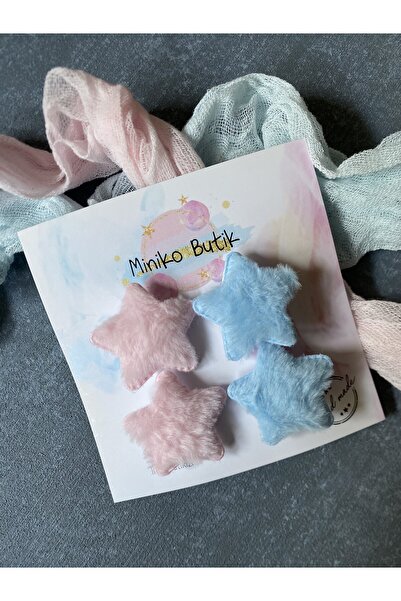 Miniko Butik مشبك مشبك من القطيفة على شكل نجمة - مجموعة من 4 قطع