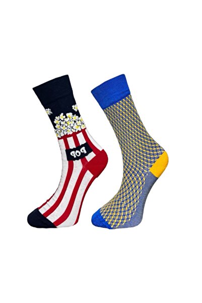 Mevo Pack of 2 Unisex Flexible Moisturizing Cotton Colorful and Patterned Socks