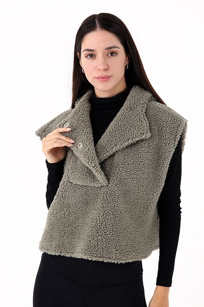 Scorp Green Chic Casual Women's Plush Vest