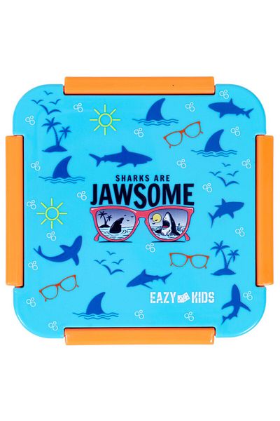 Eazy Kids علبة وجبة خفيفة/غداء على شكل سمكة قرش - أزرق