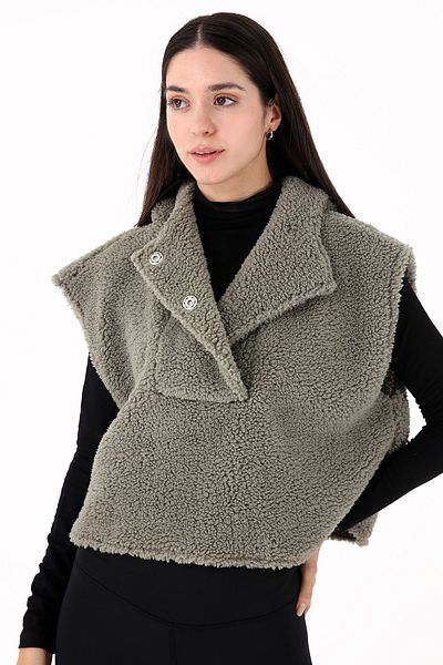 Scorp Green Chic Casual Women's Plush Vest