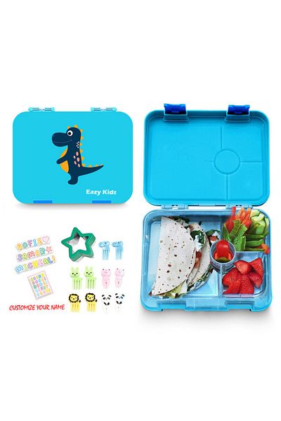 Eazy Kids Eazy Kids 4 Compartment Bento Lunch Box - Dino Blue