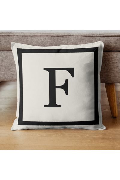 PerdeYap1980 Letter F Gift Decorative Throw Pillow Pillow Case - 43X 43 cm Cream-Black