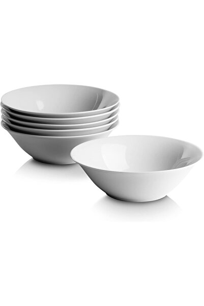 mastergold 6 Pcs White Porcelain Bowl Set(22.5cm)for Serving Salad, Rice, Sou...