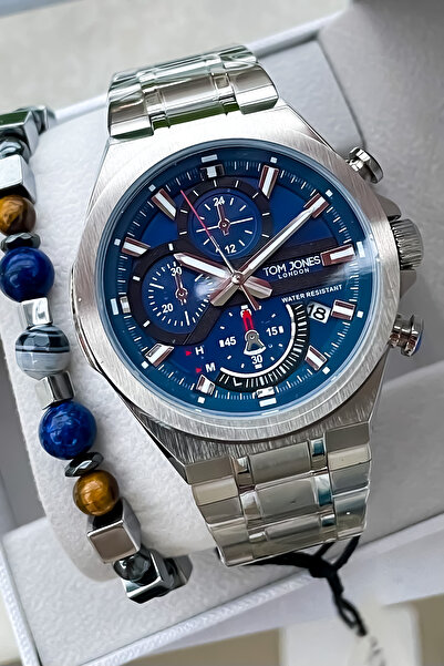 Tom Jones ساعة يد رجالية مقاومة للماء 3 ATM مع ضمان لمدة عامين + هدية سوار