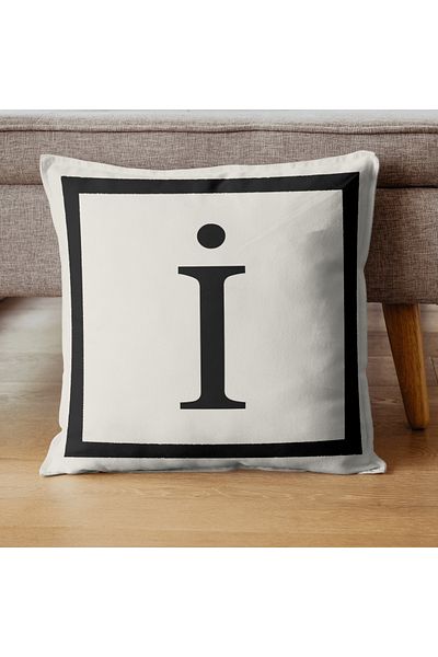 PerdeYap1980 Letter I Patterned Gift Decorative Throw Pillow Pillow Case - 43X 43 cm Cream-Black