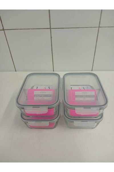 LAV Feyzade Fresco Set of 4 - 1120Cc Rectangular, Two-Section Ziplock Glass Storage Container (Frs-297)