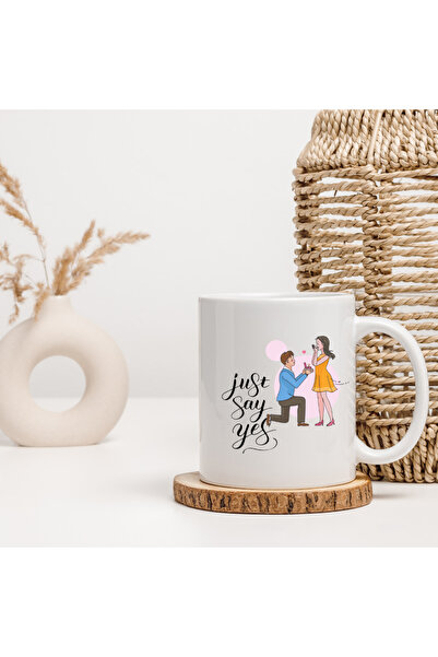 kubdekor مجرد قل نعم، كوب كوب مكتوب بشكل رسمي، كوب هدية للحبيب