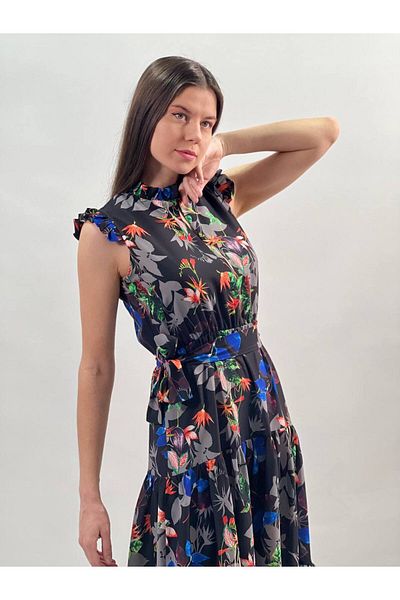 STYLE NİŞANTAŞI Rochie midi cu volane cu mâneci cu volane cu imprimeu floral