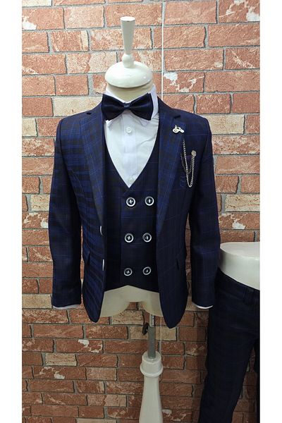 HAYTA Hiper Navy Blue Kids Set - Dress, Vest and Shirt Set